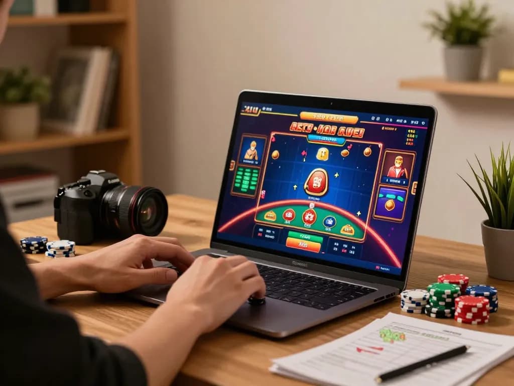 Terlibat dalam permainan kasino daring yang strategis di rumah, menampilkan antarmuka permainan yang berwarna-warni dan chip, ditemukan di https://virtualpaymentsystems.com/about.