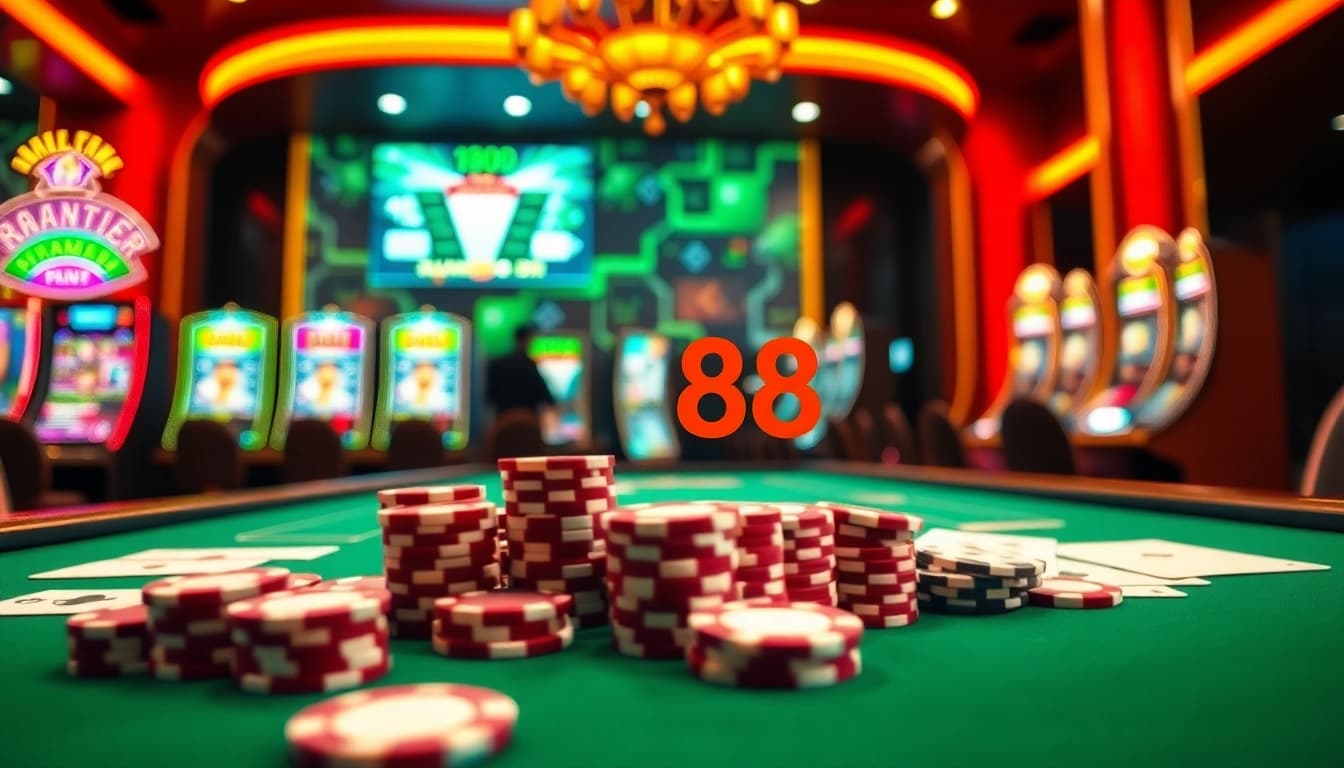 Experience the thrill of pg88 as players engage at luxurious casino tables filled with vibrant games.