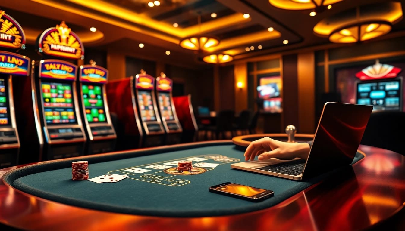 Betting at a professional blackjack table with vibrant chips and cards on hz88.com gambling platform