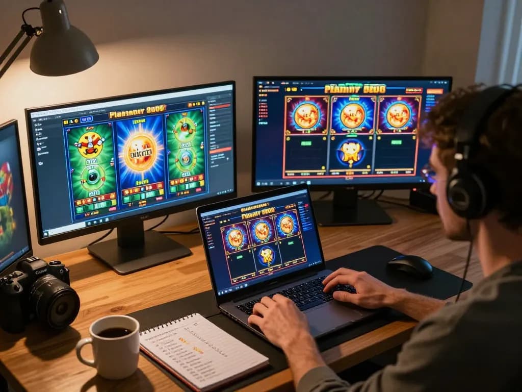 Player engaging with Planet88's online slots, showcasing the excitement of virtual gaming and strategy