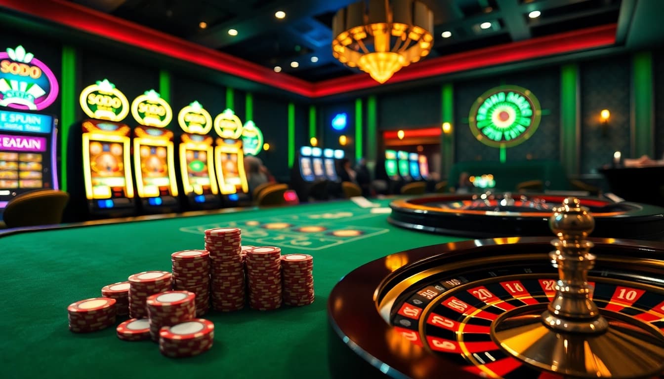 Players enjoying the thrilling action at SODO Casino's elite gaming tables.
