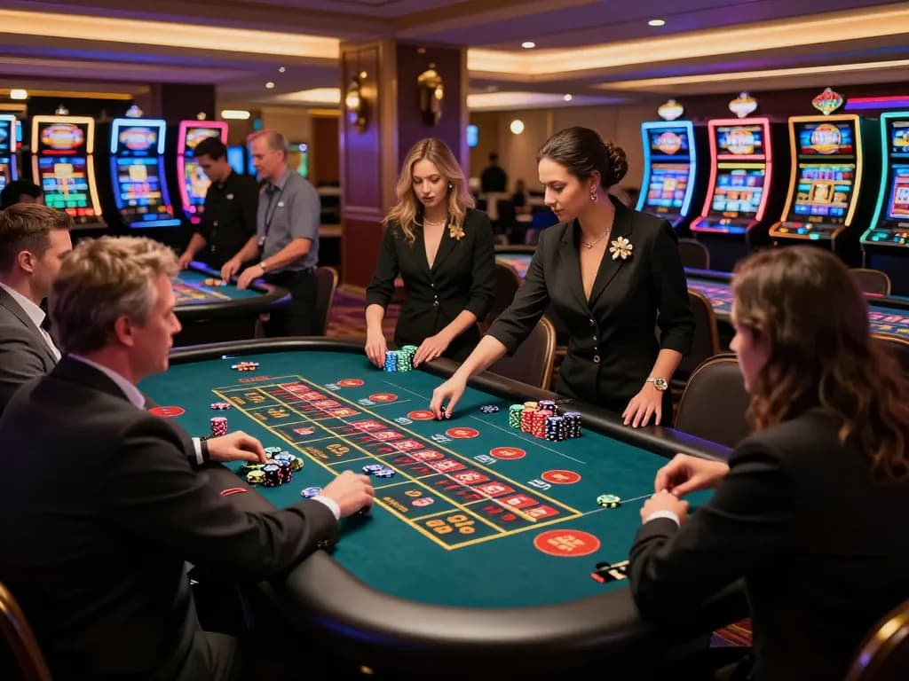 Players placing bets at the SKY88 roulette table during an exciting casino night.
