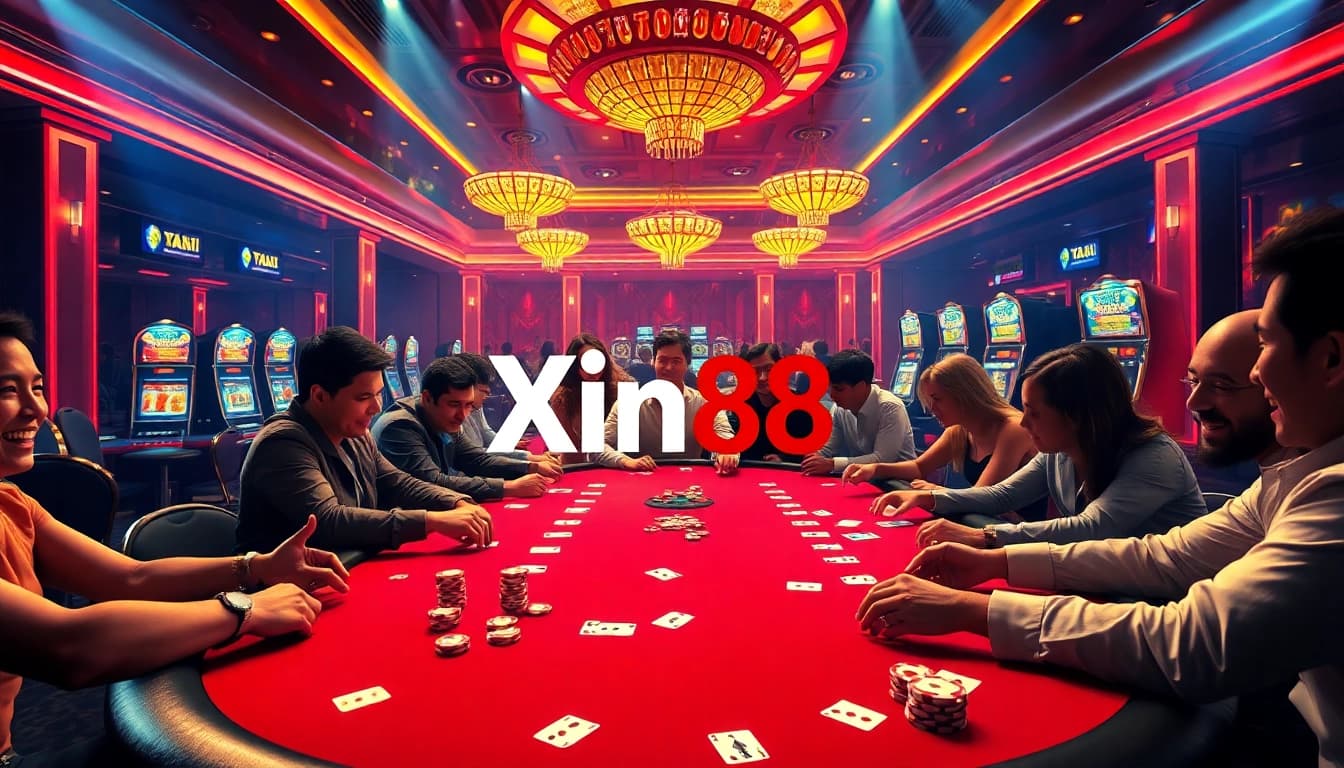 Experience the excitement of Xin88 with vibrant poker games and luxurious casino tables.