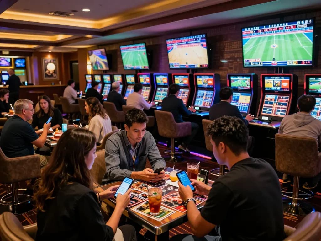 Tỷ lệ kèo nhà cái 5 seen in action during a lively sports betting event with fans analyzing odds