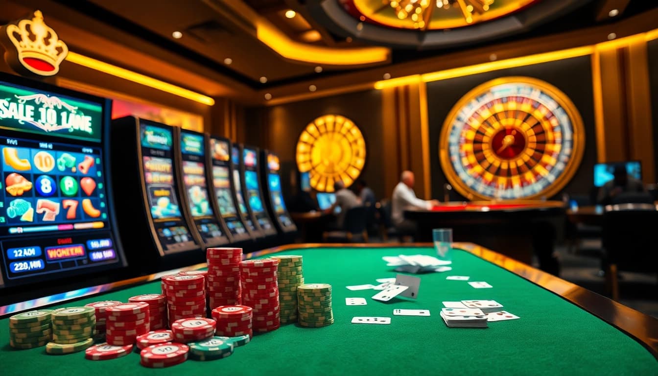 The vibrant online casino scene at https://lodetructuyen.co/ showcasing thrilling games and colorful poker chips.