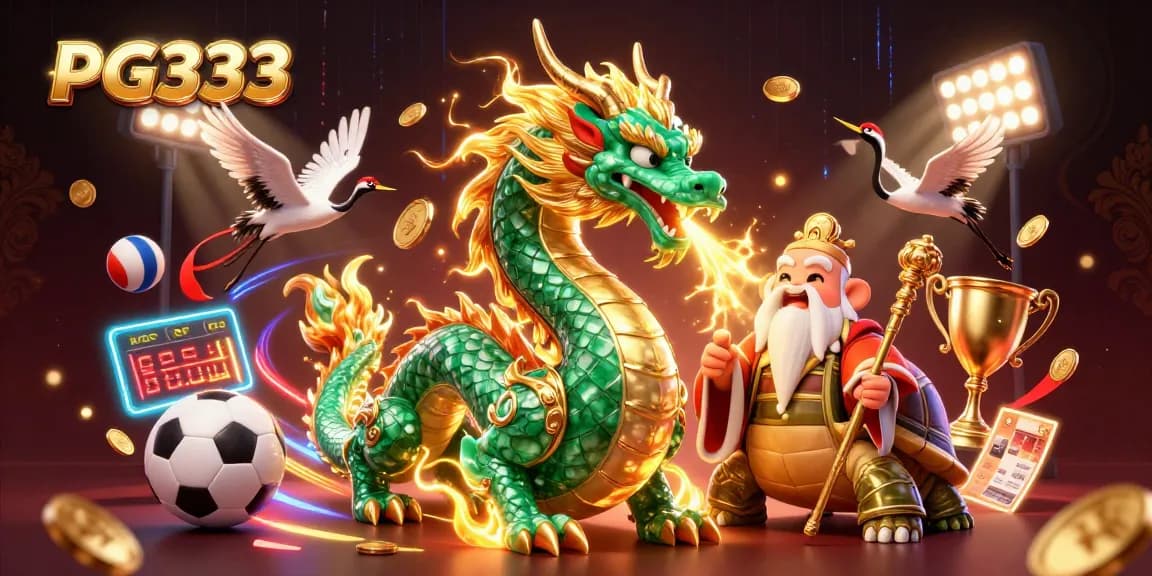 Engage with PG333 at the thrill of gambling with a powerful dragon and wise sage illustration.