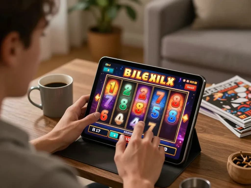 Cucu777 player spins the reels on an online slot from home, creating a cozy gaming atmosphere.