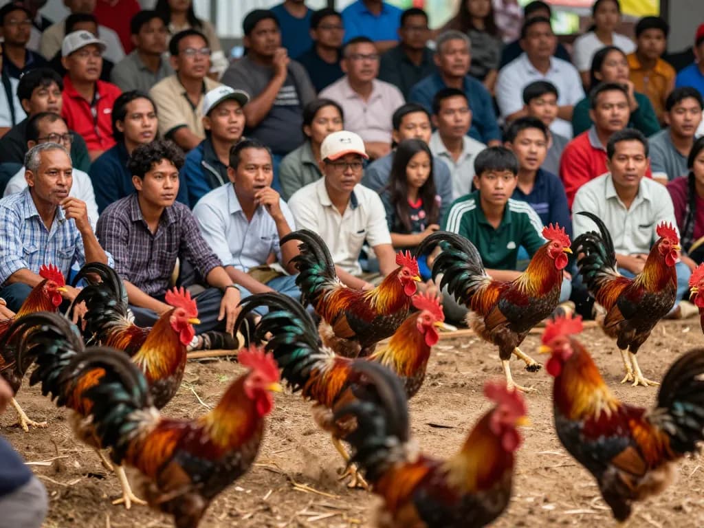 Cảnh tượng hấp dẫn ghi lại sự phấn khích của cá đó đá gà thomo tại một trận đá gà trực tiếp.