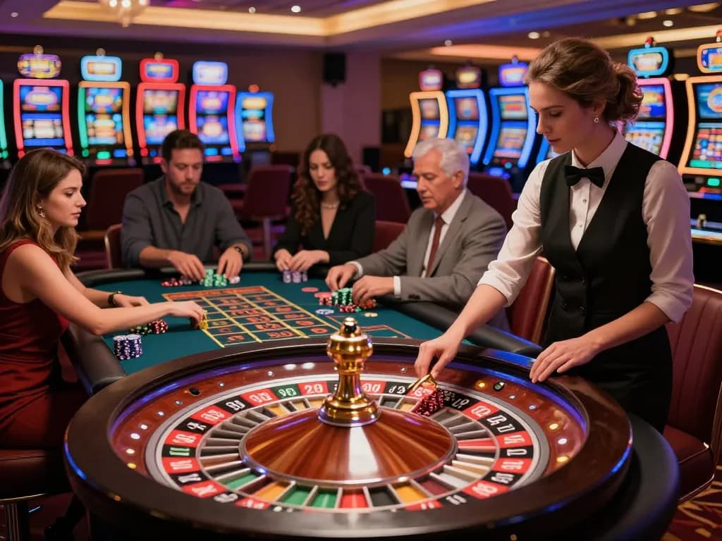 Engaged players at trang chủ SC88 placing bets on a roulette table during an immersive casino experience.