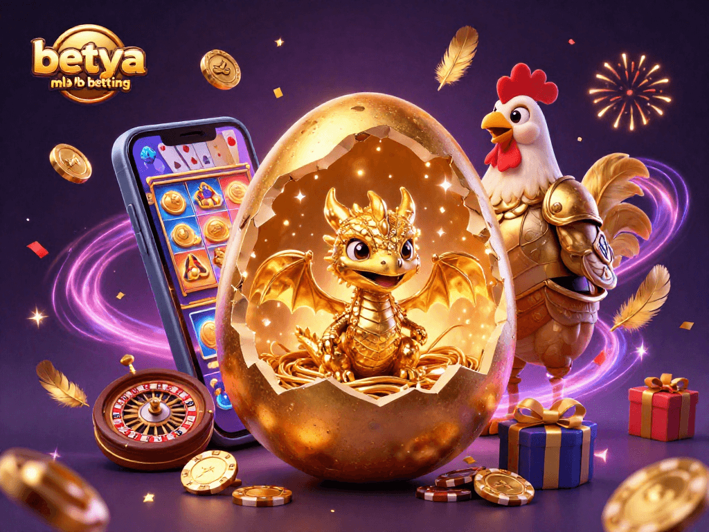 Experience the thrill of betya.com mlb betting with a golden dragon and casino elements.