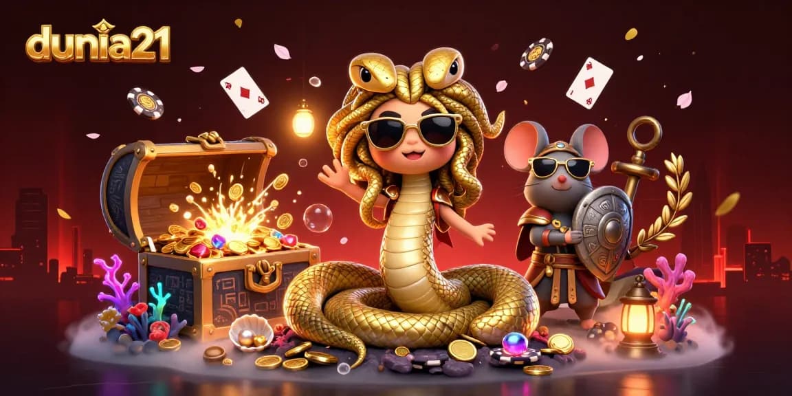 Experience the vibrant dunia21 scene with snake-lady Medusa and treasures as you play!