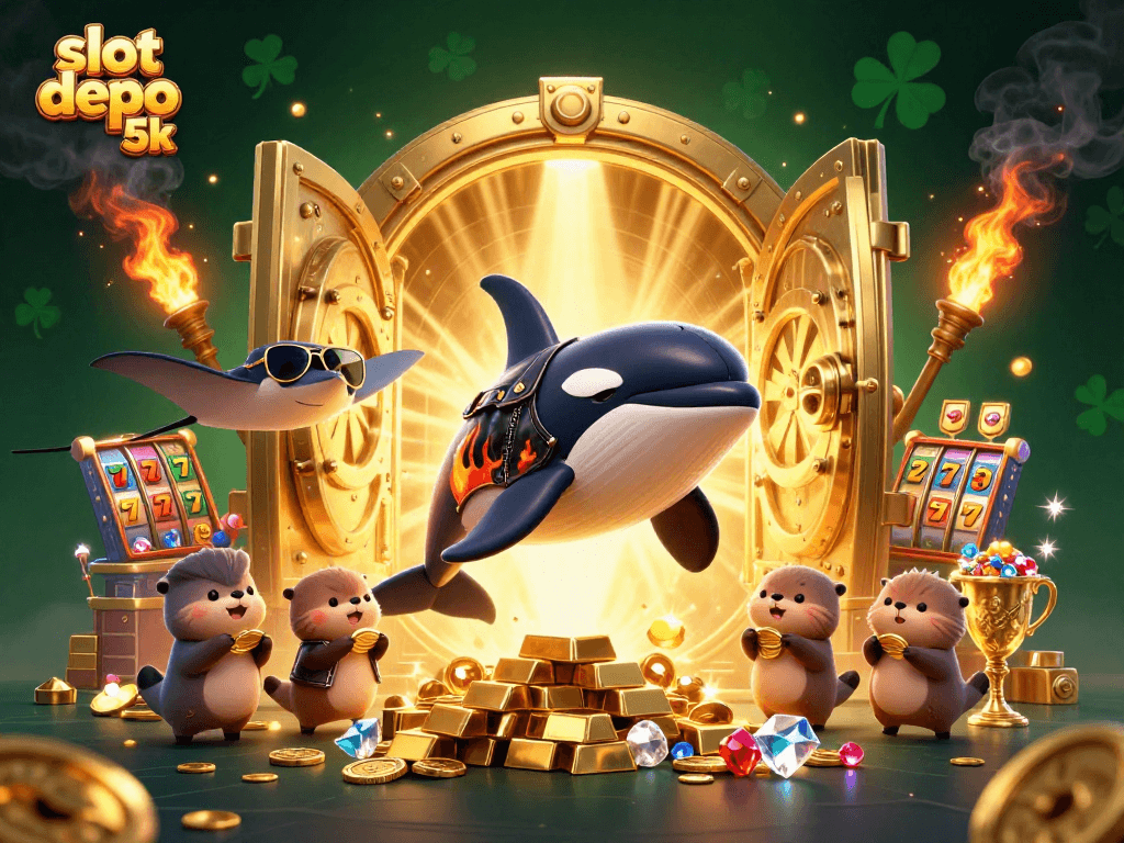 Engage with slot depo 5k while enjoying a dynamic underwater casino scene featuring sea creatures.