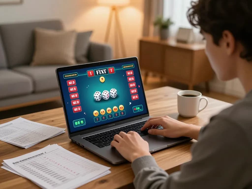 Engaging in tài xỉu online gameplay at home, showcasing strategic betting and immersive experience.