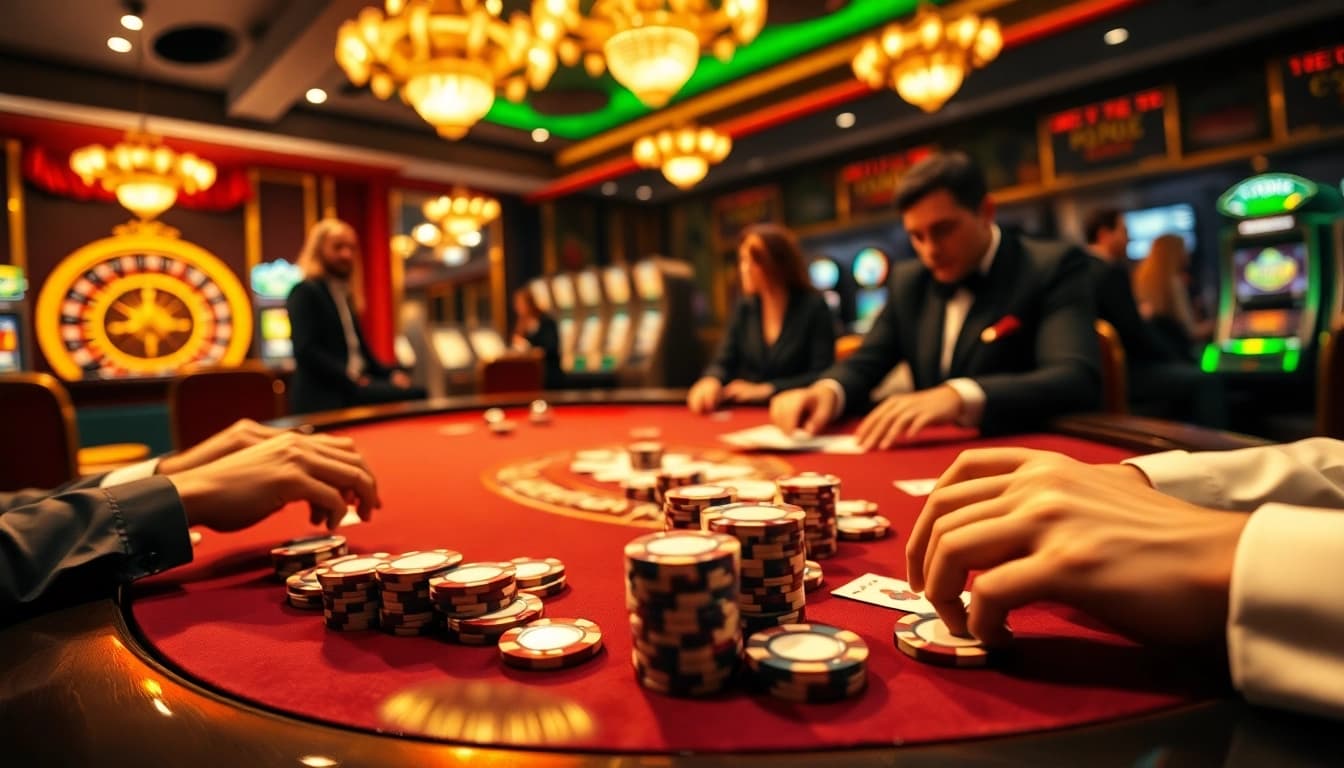 Players strategizing at a poker table while exploring the hidden wiki connections.