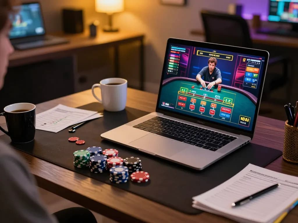 Mainecoasthemp players engaging in online gambling with strategic elements in a cozy home setting