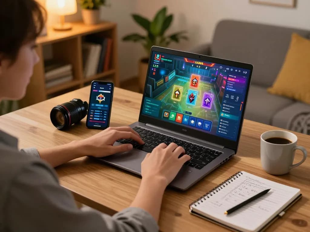 Engaging user playing game bai online, showcasing vibrant graphics and strategic betting on laptop.