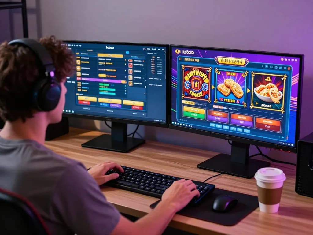 Engaging in online gaming with kdtoto at a stylish home setup.