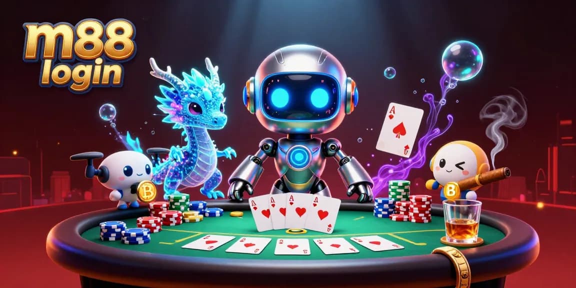Engage in thrilling gameplay with m88 login, showcasing a dynamic cyberpunk casino scene with vibrant characters.