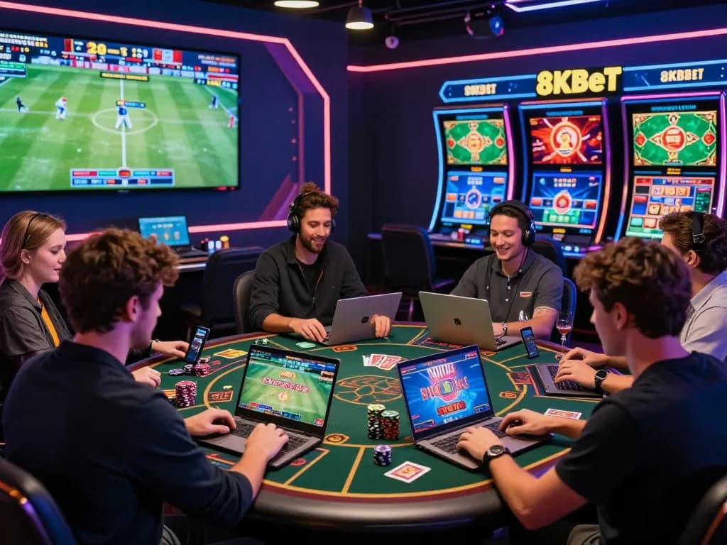 Engaging players experience at 8kbet's virtual casino with sports events displayed and dynamic UI elements in 2026.