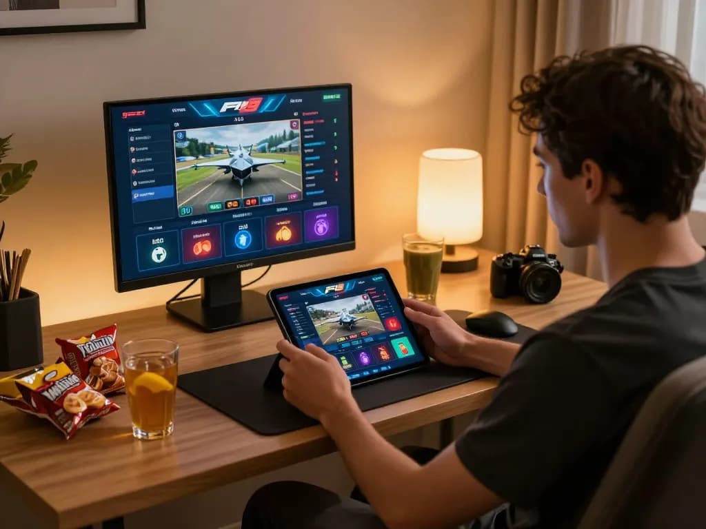 Engage in strategic gameplay on the F168 casino app from a cozy home office setup.