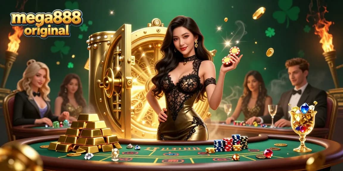 Experience the excitement of mega888 original at a VIP baccarat table, surrounded by wealth and glamour.