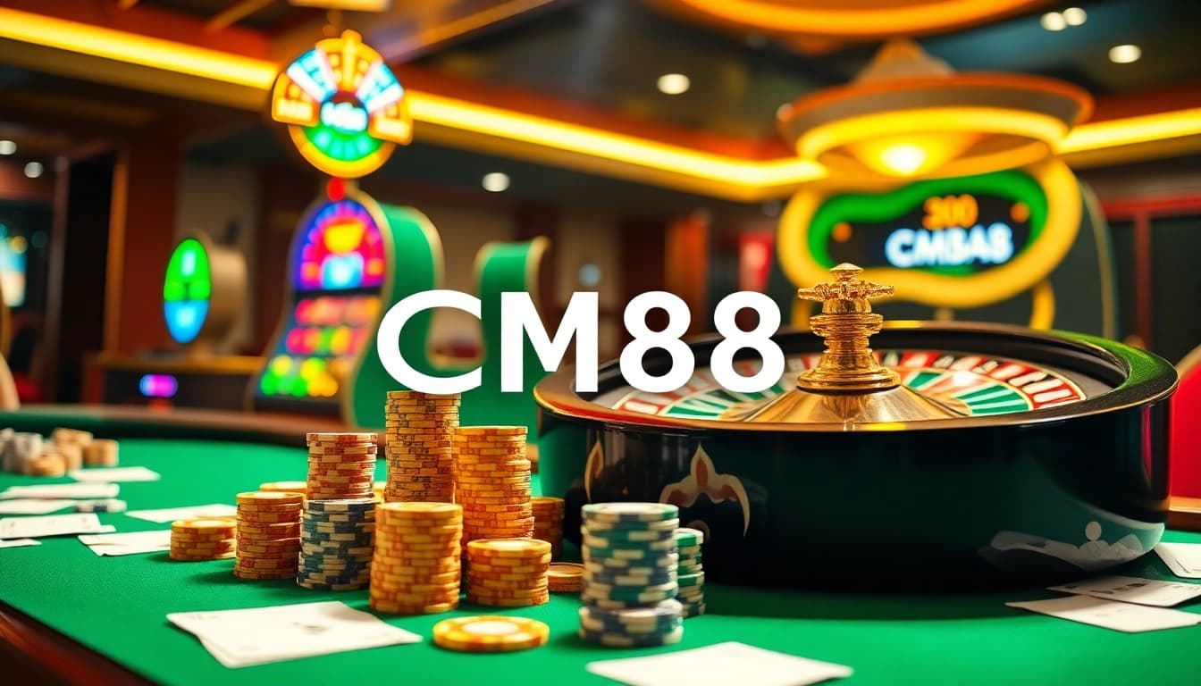 Experience excitement at the CM88 online casino with vibrant gaming tables and bustling roulette wheels.