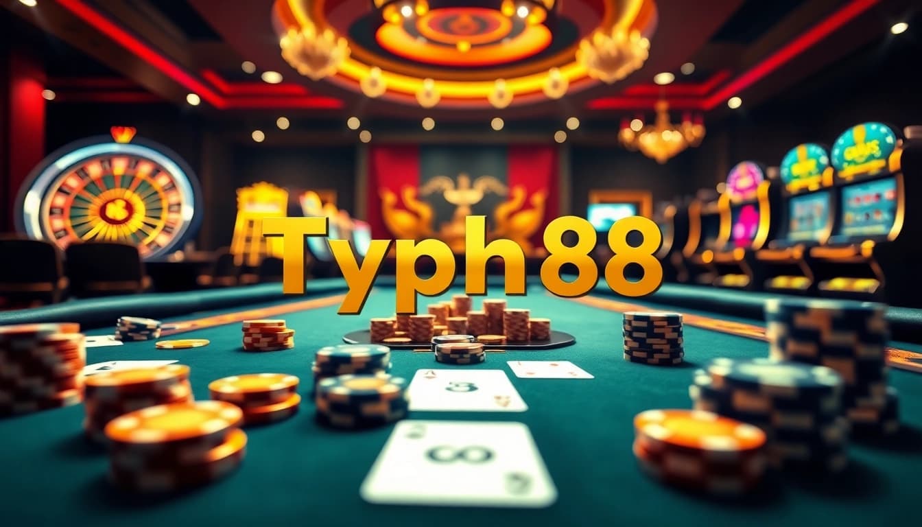 Exciting Typhu88 online gambling interface featuring casino tables, cards, and vibrant visuals.