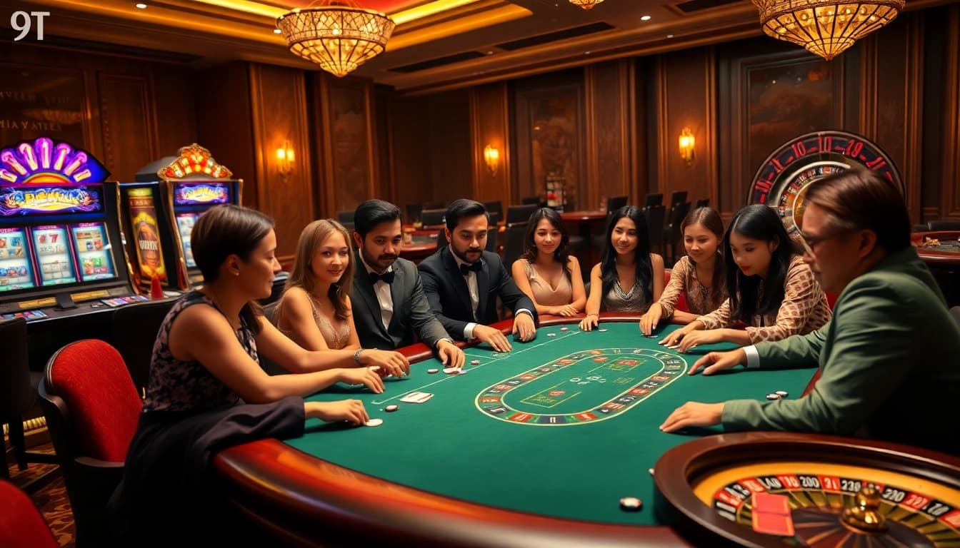 Experience the excitement of gambling at https://9keonhacai.com/ with players engaged in a lively poker game.