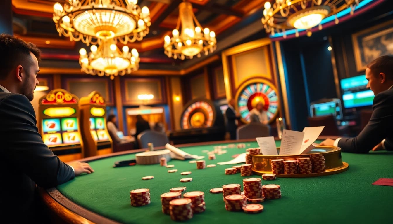 Experience high-stakes poker action at i9bet, featuring a vibrant casino table.