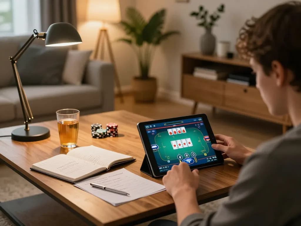 Engage in strategic online poker with đăng ký go99 on tablet in cozy home setup