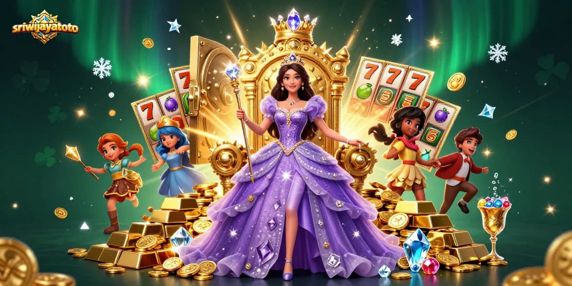 sriwijayatoto offers thrilling slot gameplay with beautiful 3D visuals of a regal casino scene.