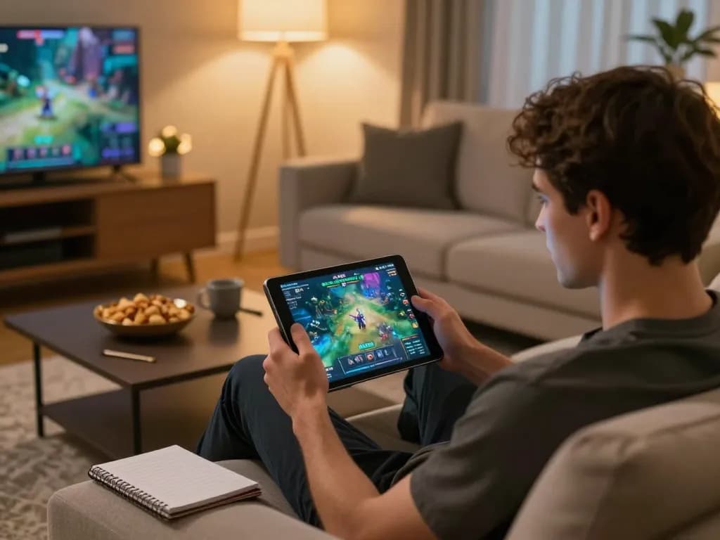 Nohu game strategy in action as a player engages with a tablet for online gaming.