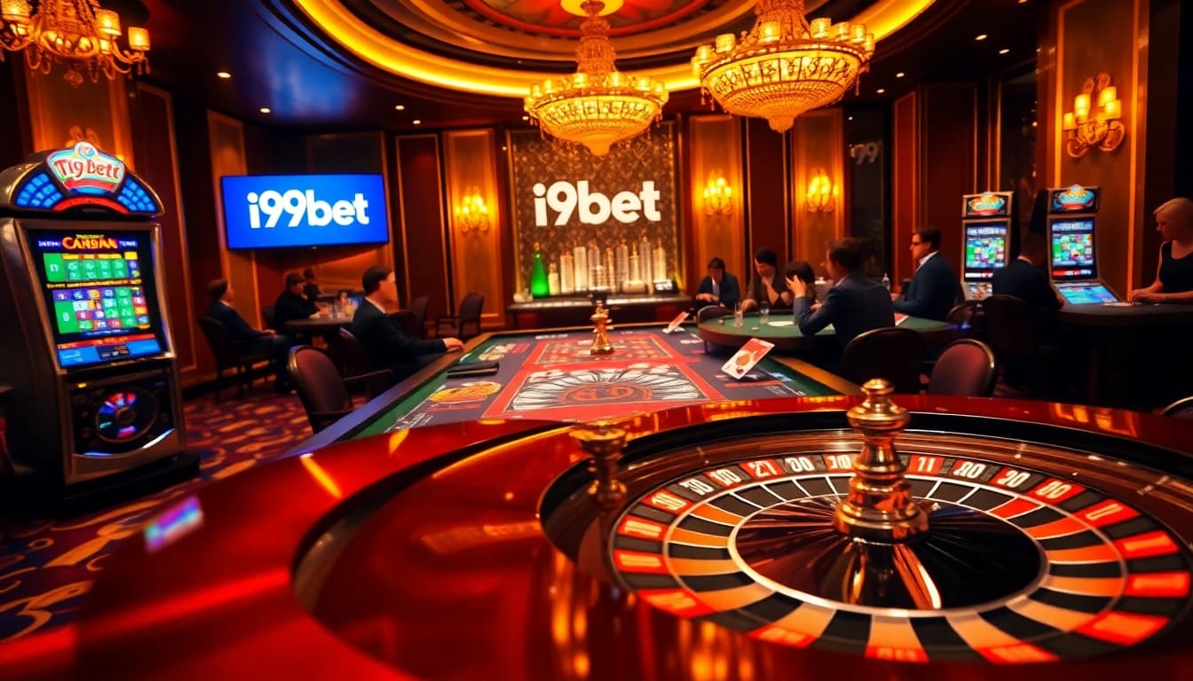 Players enjoying a vibrant poker game at a luxurious i9bet casino table surrounded by excitement.