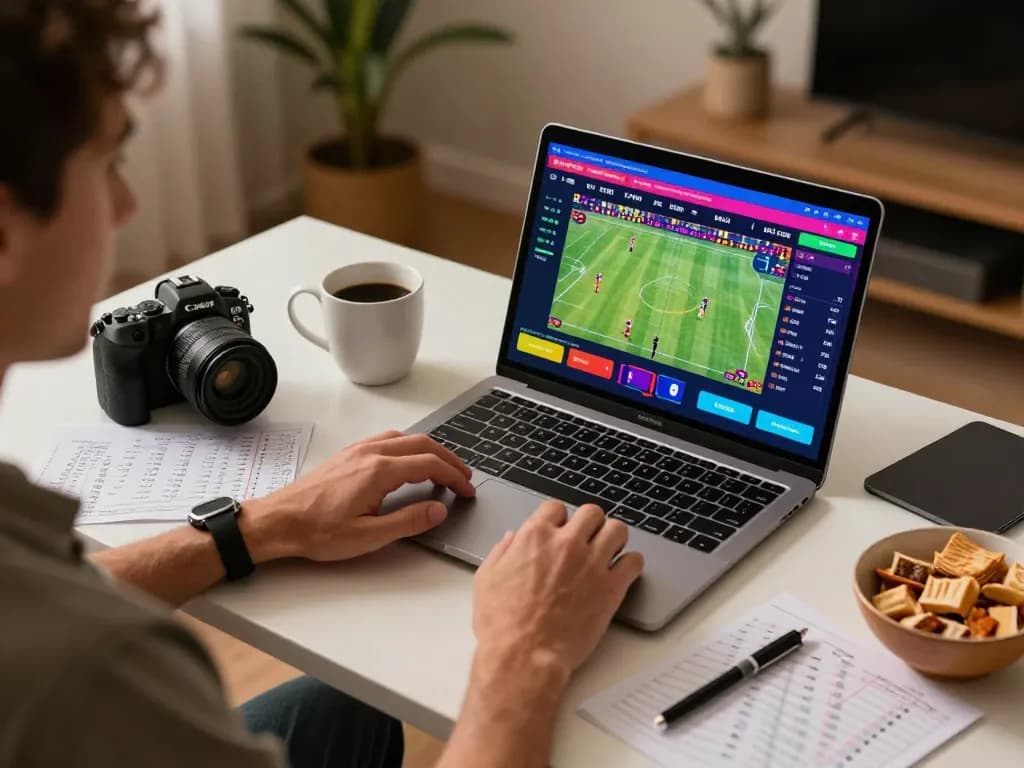 Bsport user analyzing live betting odds on a laptop and tablet while enjoying a casual setting.
