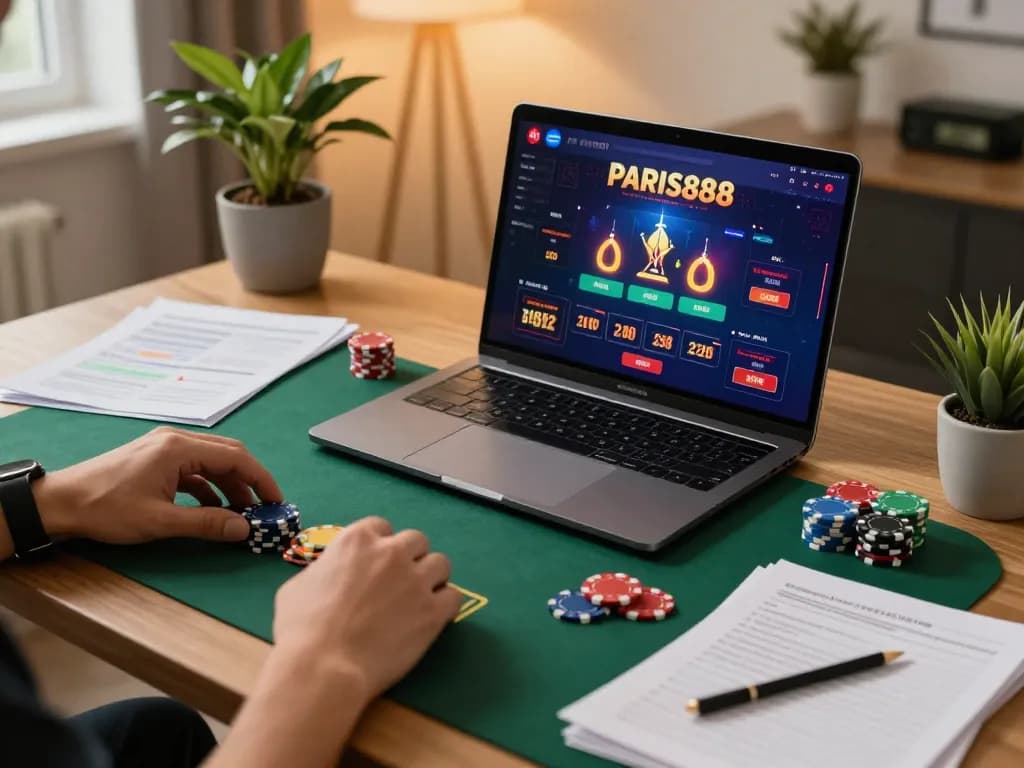 Engage in thrilling gameplay on Paris888 casino interface with vibrant online gaming setup.