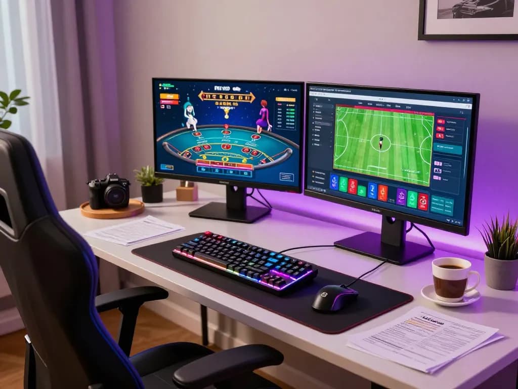 Engaging online baccarat gameplay at bong99 with immersive gaming setup and vibrant atmosphere.