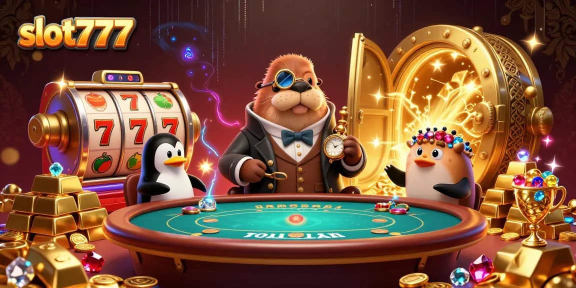 Experience slot777 excitement with jolly walrus and friends at a vibrant underwater casino.