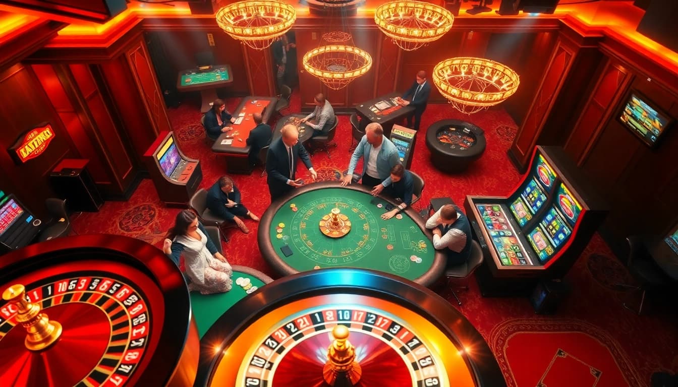 Players engaging in thrilling gameplay at a luxury casino, representing https://go8.monster/ excitement.