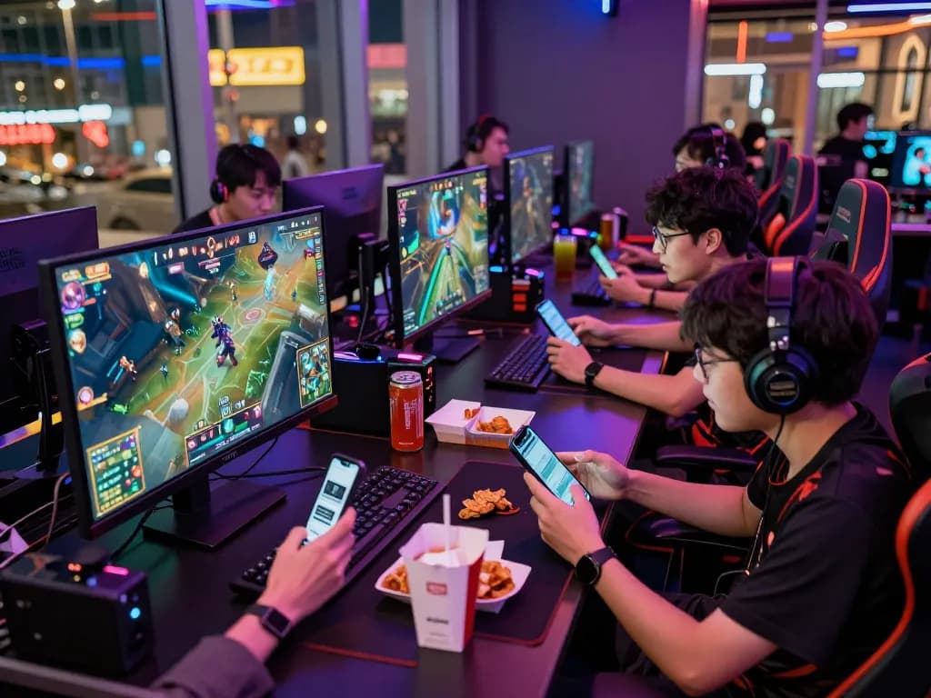 Exciting gaming environment with esports betting enthusiasts in Singapore engaged in live match while using their devices at https://gglbetsg.org/gglbet-sg/singapore-esports-betting-guide/.