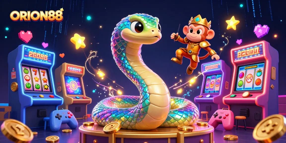 Winning with ORION88 luck at colorful slot machines with playful characters!