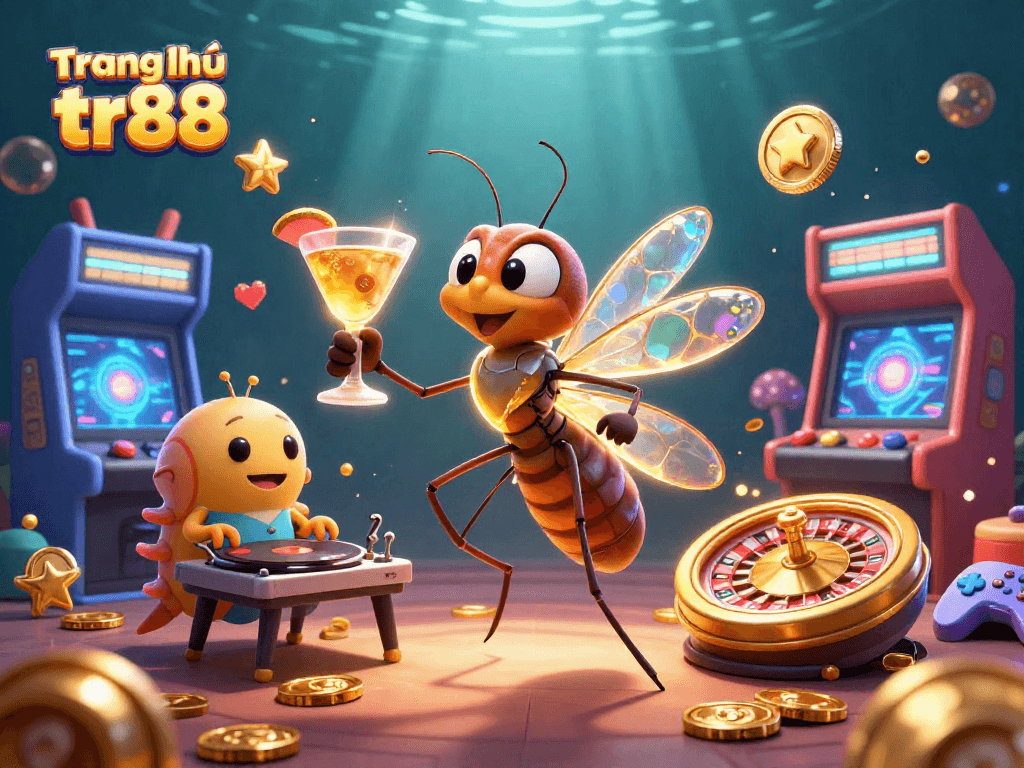Experience thrilling gameplay at Trang chủ tr88 with vibrant casino characters and dynamic arcade elements.