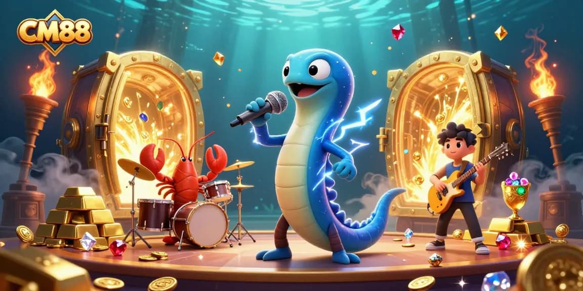Experience thrilling wins at CM88 with an underwater casino party featuring a DJ electric eel.