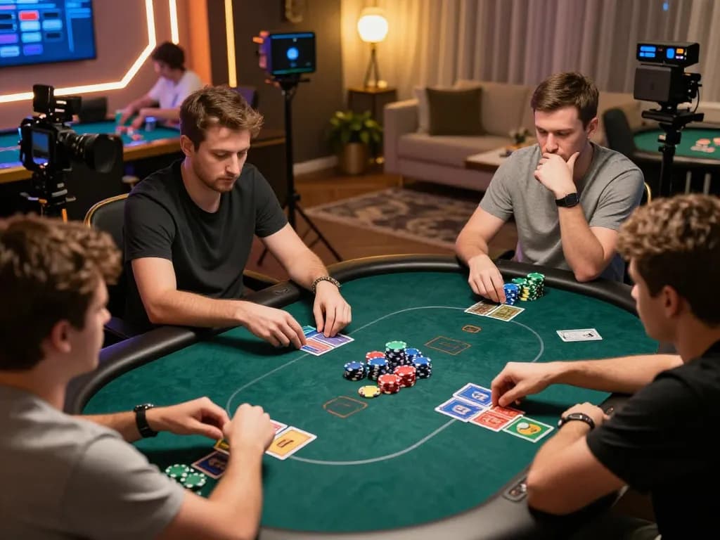 Engaged players at https://shbetac.co competing in an exciting online poker tournament, showcasing digital gameplay and vibrant atmosphere.