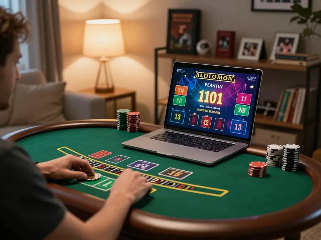 Engaging user playing liv e dealer blackjack on rikvip at home for a strategic gaming experience.