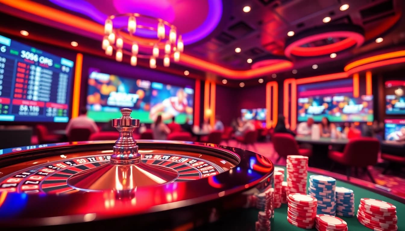 Experience the thrill of gaming on 28bet with vibrant casino visuals and exciting betting elements.