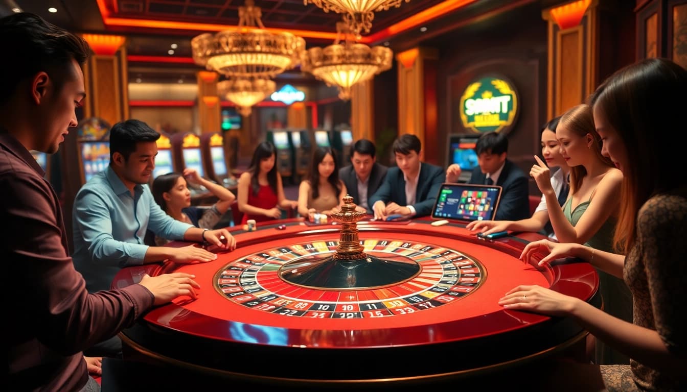 Experience the thrilling casino atmosphere at https://x88f.design/ with players enjoying roulette and poker.