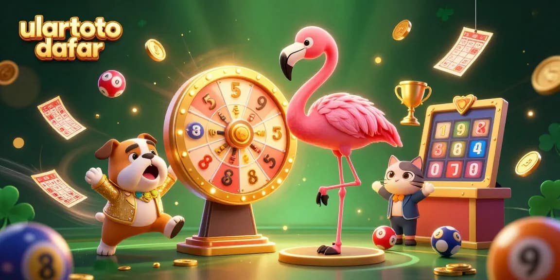 Experience the excitement of winning with ulartoto daftar, featuring a vibrant lottery scene with prizes and dynamic elements.