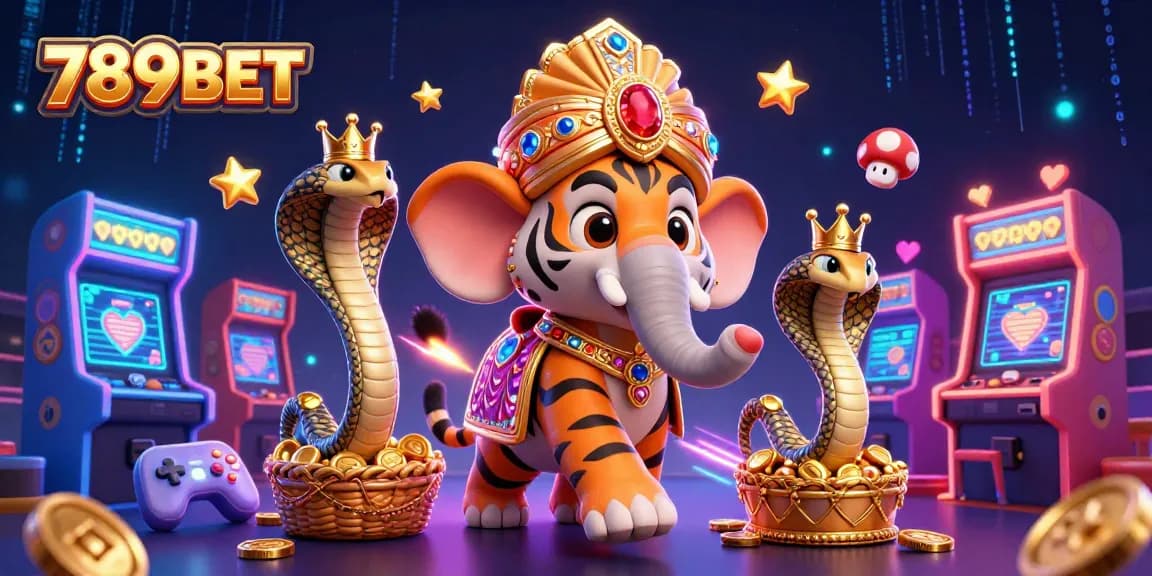Engage in thrilling gaming at 789BET with a vibrant casino scene featuring 3D characters and game elements.