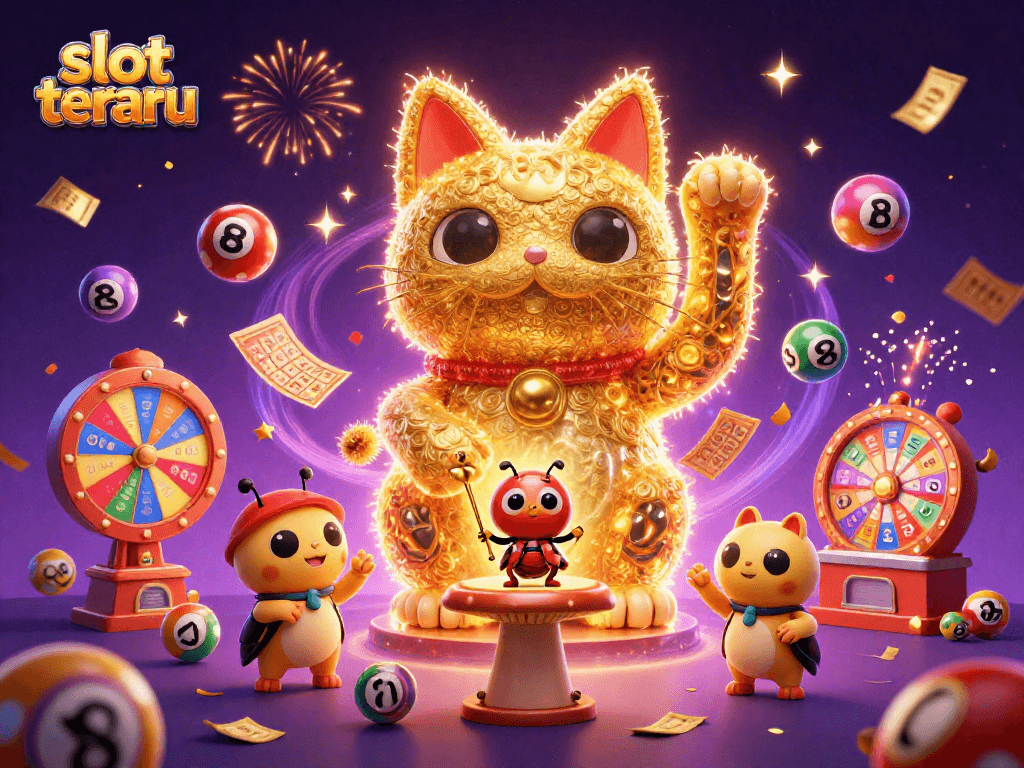 Experience exhilarating gameplay with slot terbaru featuring a vibrant lucky cat and energetic casino symbols.