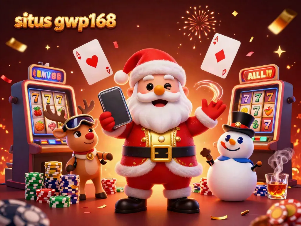 Santa Claus dan teman-temannya merayakan kemenangan di situs gwp168 dengan slot jackpot.